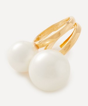 Kenneth Jay Lane - Gold-Plated Double Band Adjustable Pearl Ring image number 1