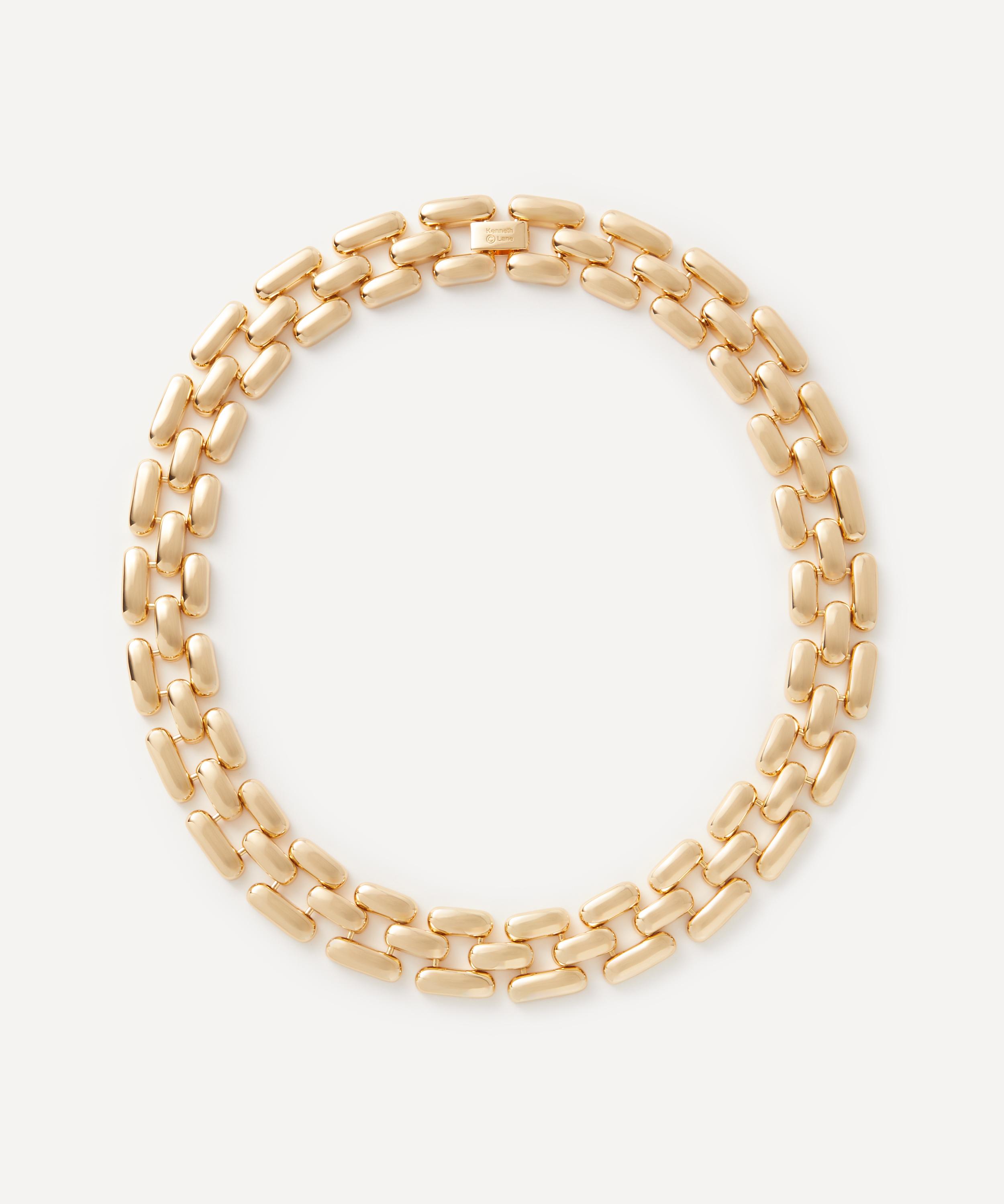 Square link gold on sale necklace