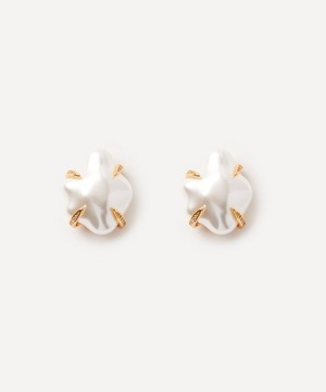Kenneth Jay Lane -  Gold-Plated Pearl Rhinestone Claw Stud Earrings image number 0