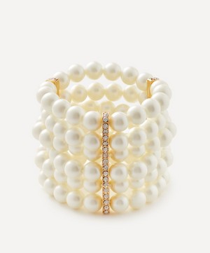Kenneth Jay Lane - Gold-Plated 6 Row Pearl and Crystal Station Bracelet image number 0