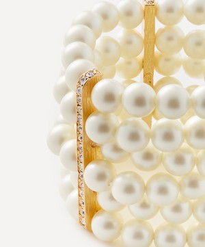 Kenneth Jay Lane - Gold-Plated 6 Row Pearl and Crystal Station Bracelet image number 1