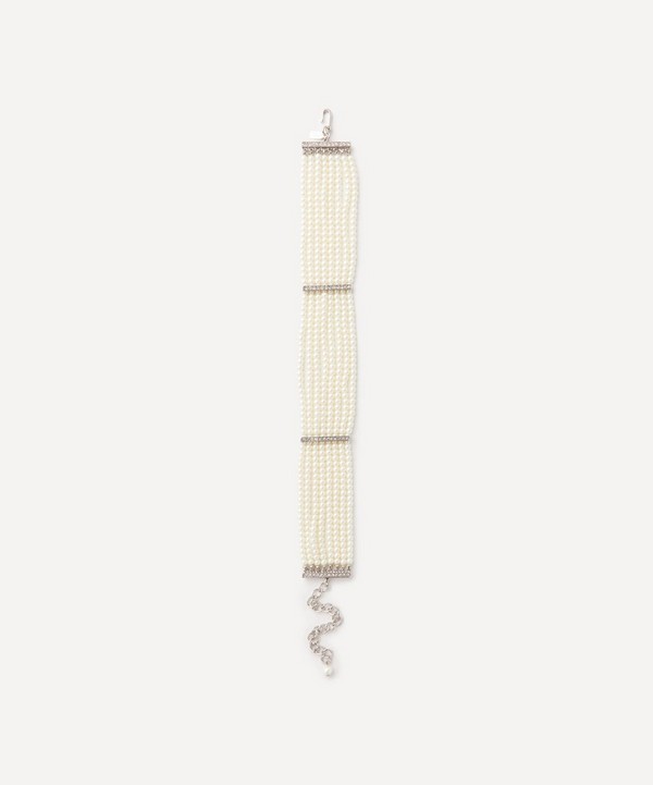 Kenneth Jay Lane - Pearl and Crystal Bar Choker Necklace image number null