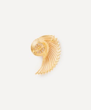 Kenneth Jay Lane - Gold-Plated Rhinestone Pearl Centre Wing Brooch image number 1