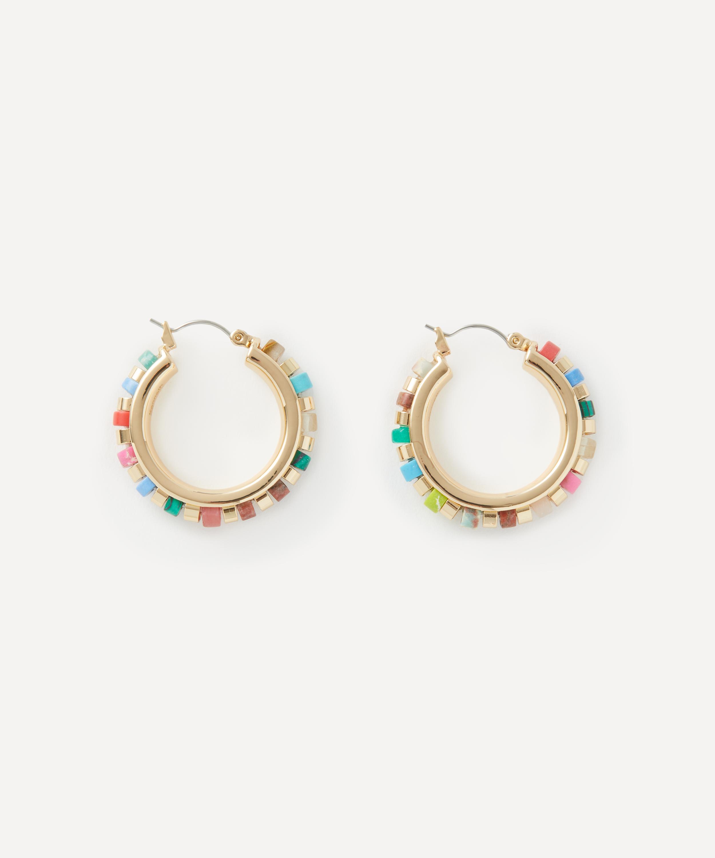 Kenneth Jay Lane - Gold-Plated Gemstone Beaded Hoop Earrings