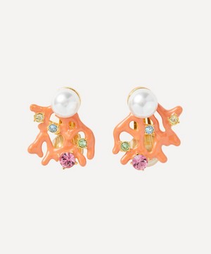 Kenneth Jay Lane - Gold-Plated Coral and Pearl Dot Clip-On Earrings image number 0