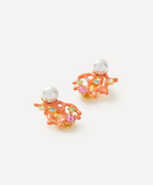 Kenneth Jay Lane - Gold-Plated Coral and Pearl Dot Clip-On Earrings image number 1