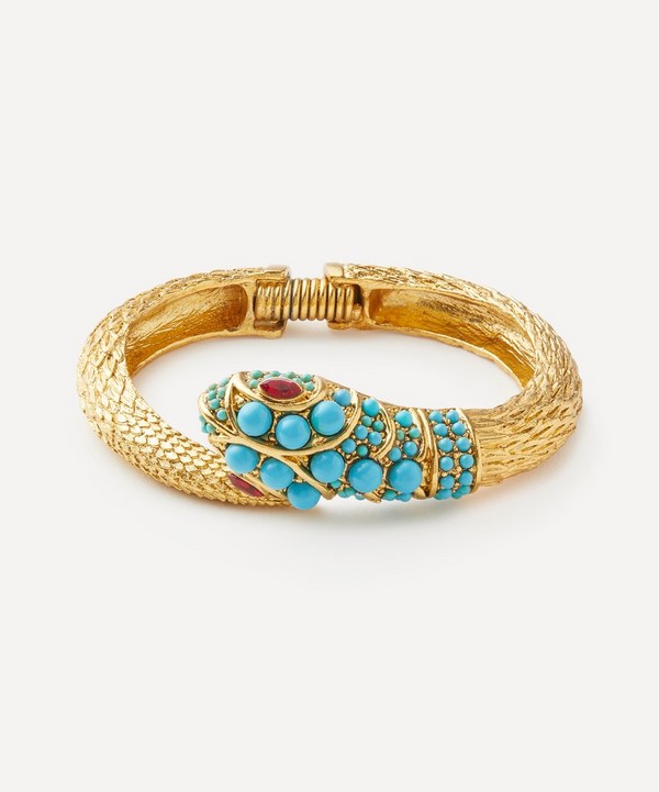 Kenneth Jay Lane - Gold-Plated Turquoise and Ruby Snake Cuff Bracelet