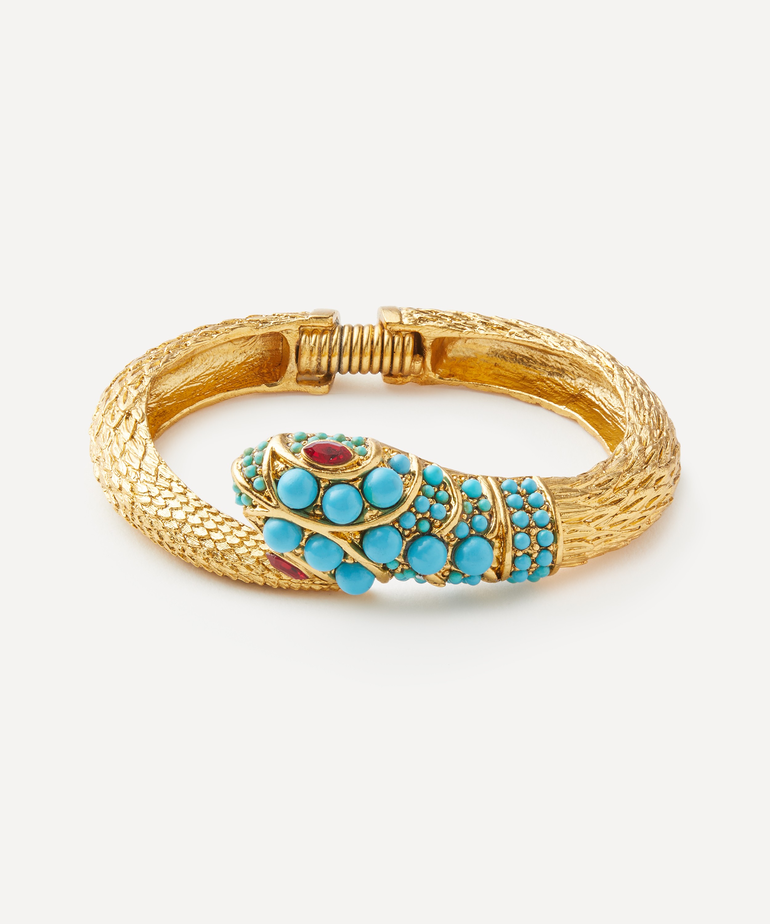 Kenneth Jay Lane - Gold-Plated Turquoise and Ruby Snake Cuff Bracelet image number 0