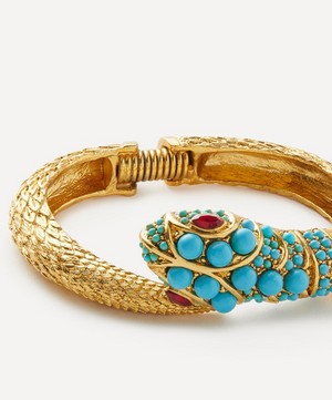 Kenneth Jay Lane - Gold-Plated Turquoise and Ruby Snake Cuff Bracelet image number 1