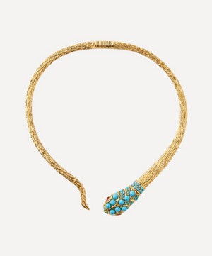 Kenneth Jay Lane - Gold-Plated Turquoise and Ruby Snake Collar Necklace image number 0
