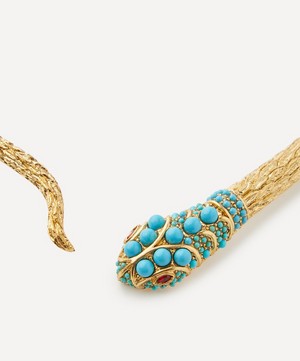 Kenneth Jay Lane - Gold-Plated Turquoise and Ruby Snake Collar Necklace image number 1