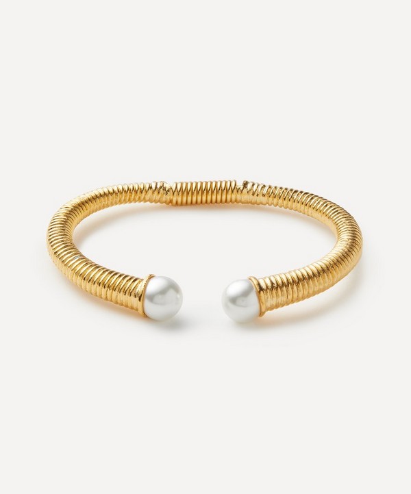 Kenneth Jay Lane - Gold-Plated Pearl Ends Cuff Bracelet image number null