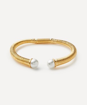 Kenneth Jay Lane - Gold-Plated Pearl Ends Cuff Bracelet image number 0