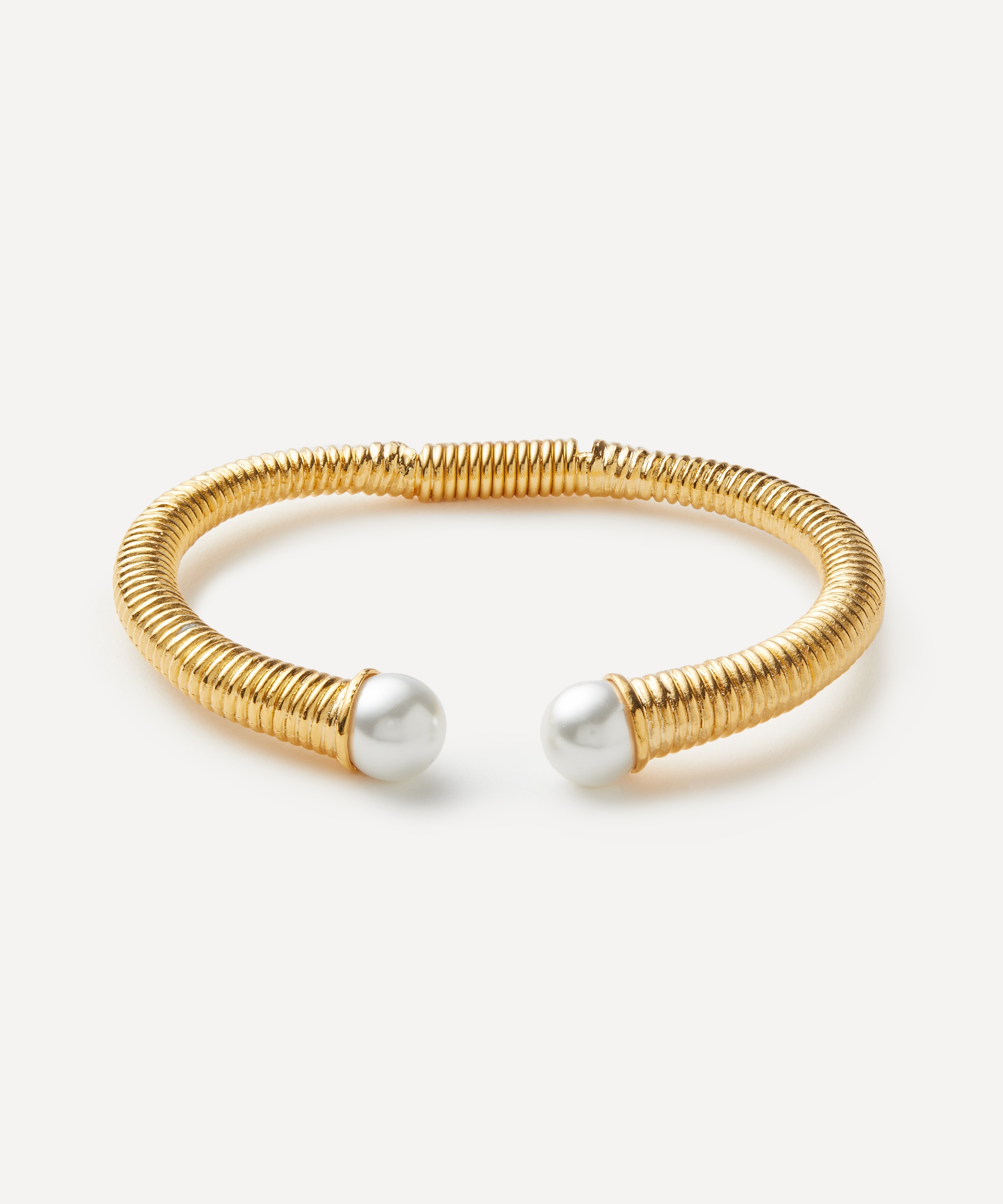 Kenneth Jay Lane - Gold-Plated Pearl Ends Cuff Bracelet image number 0