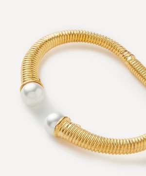 Kenneth Jay Lane - Gold-Plated Pearl Ends Cuff Bracelet image number 1
