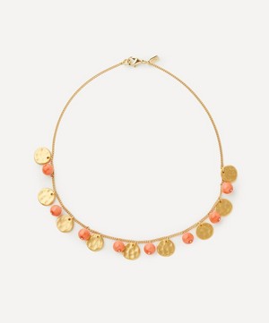Kenneth Jay Lane - Gold-Plated Coin and Coral Drop Necklace image number 0