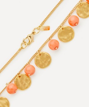Kenneth Jay Lane - Gold-Plated Coin and Coral Drop Necklace image number 1