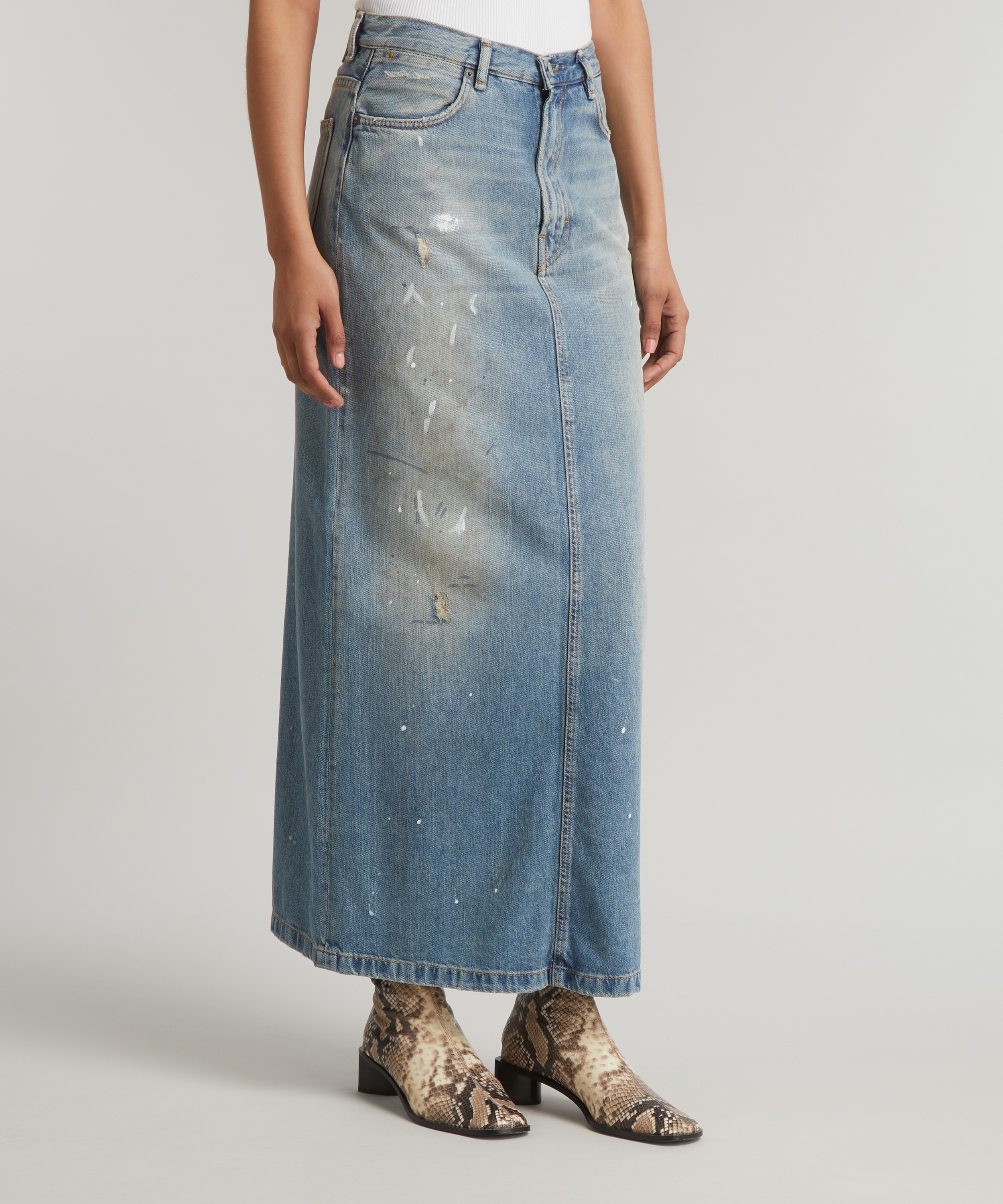 Acne Studios - Distressed Denim Maxi Skirt image number 2