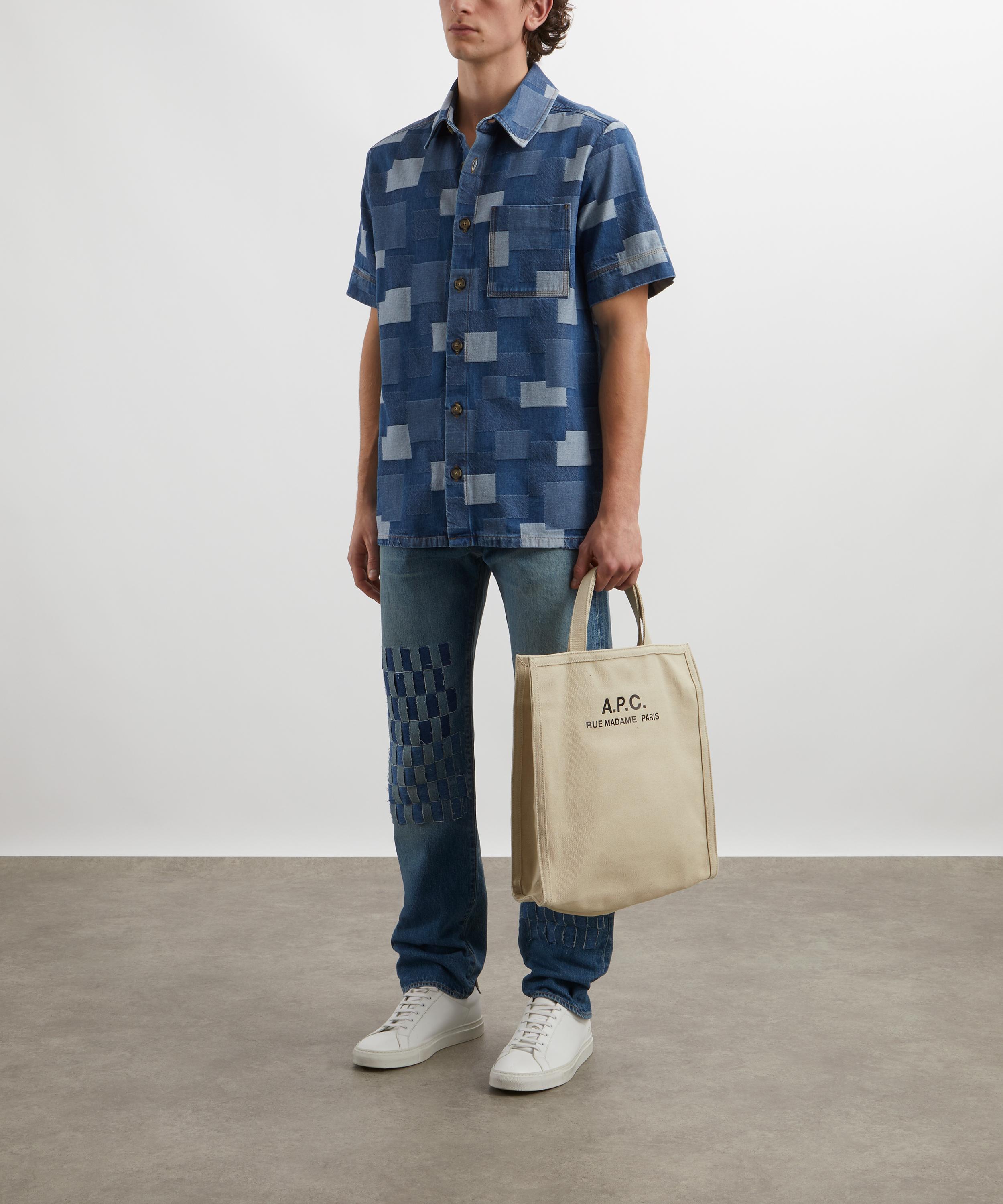 A.P.C. - Gil Short Sleeve Stonewashed Indigo Denim Shirt image number 1