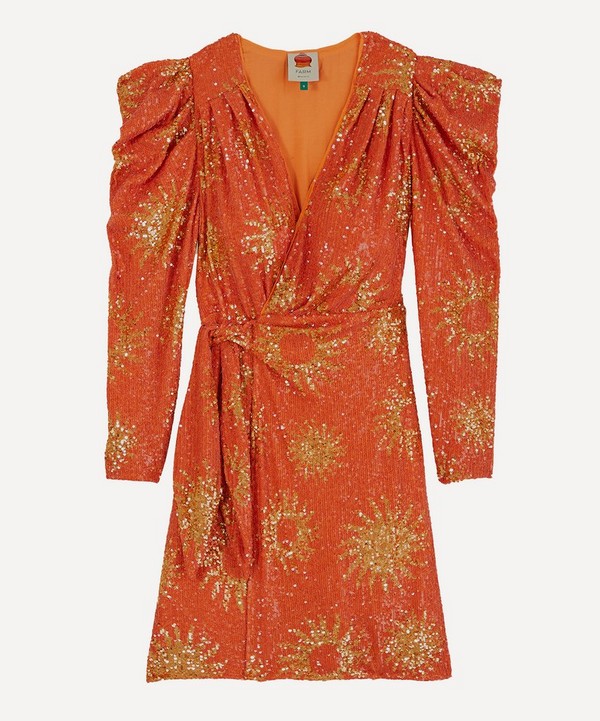 FARM Rio - Orange Sunny Mood Sequin Mini-Dress image number null