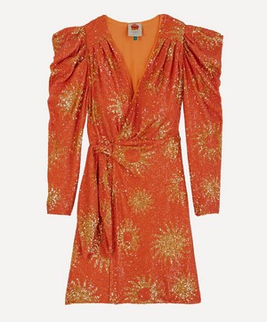 FARM Rio - Orange Sunny Mood Sequin Mini-Dress image number 0