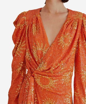 FARM Rio - Orange Sunny Mood Sequin Mini-Dress image number 2