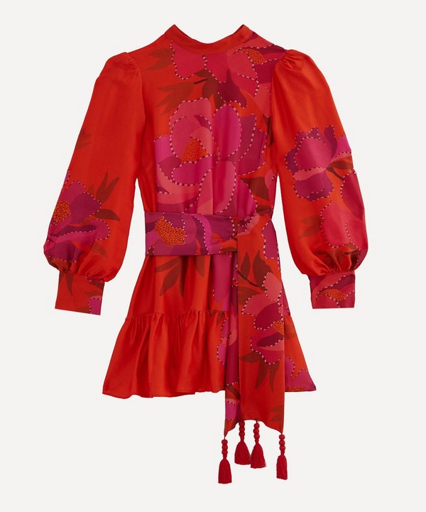 FARM Rio - Red Peony Long Sleeve Mini-Dress