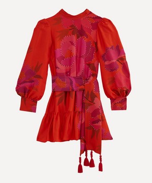 FARM Rio - Red Peony Long Sleeve Mini-Dress image number 0
