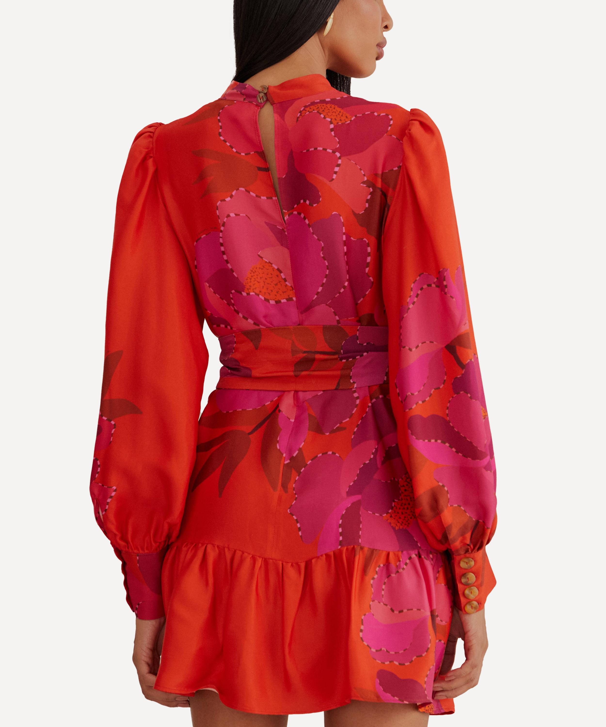 Peony long sleeve satin dress