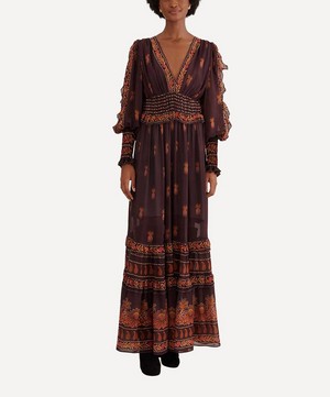 FARM Rio - Brown Paisley Bloom Long-Sleeve Maxi-Dress image number 1