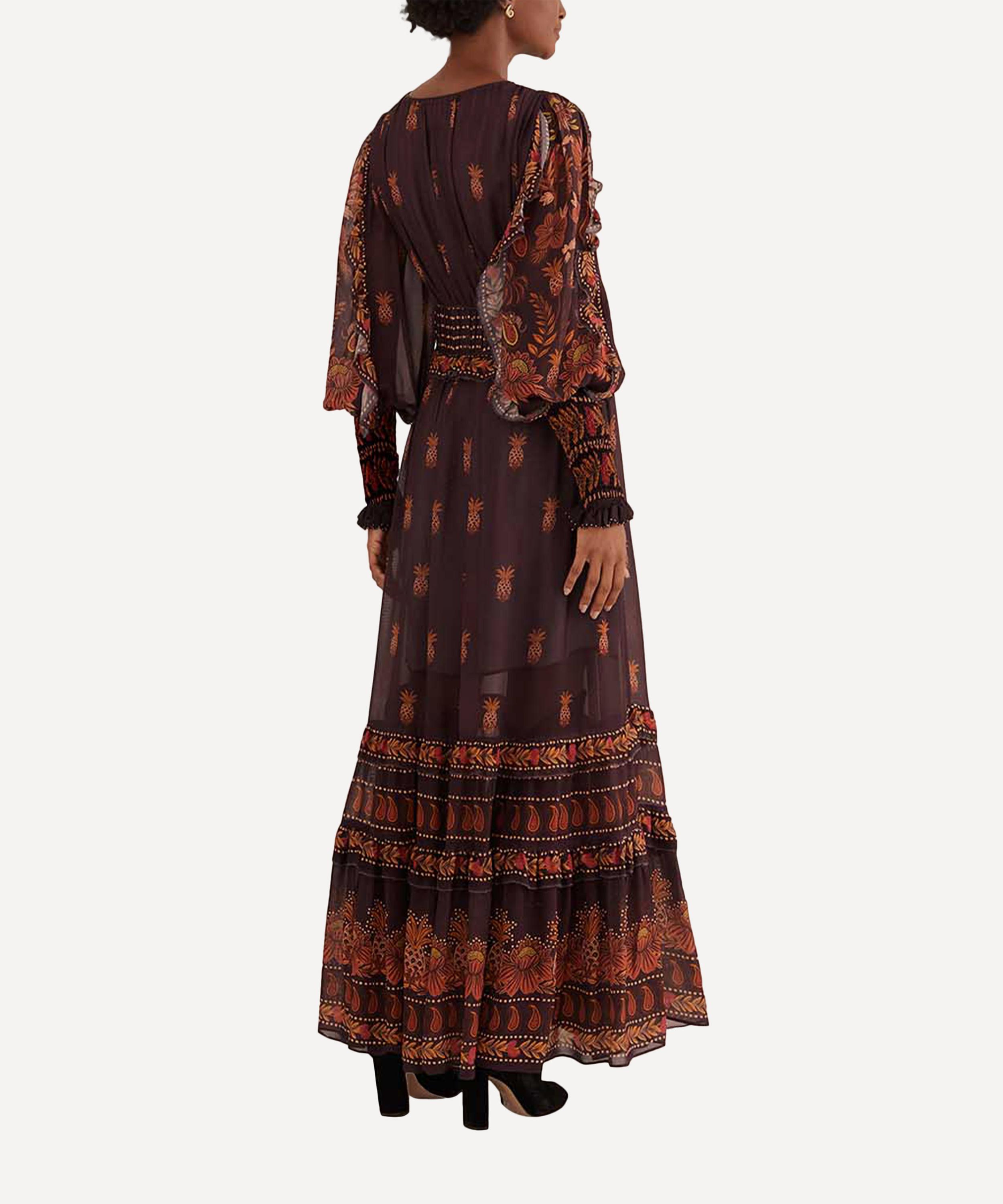 FARM Rio - Brown Paisley Bloom Long-Sleeve Maxi-Dress image number 2