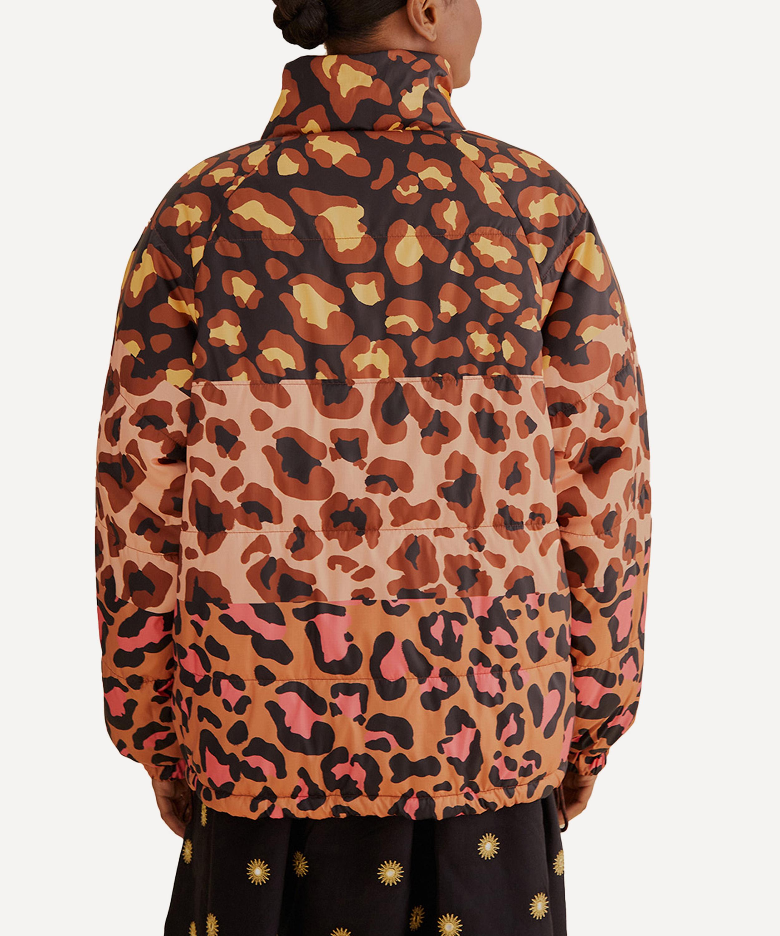 Farm Rio Midnight LEOPARDS Reversible Puffer Jacket