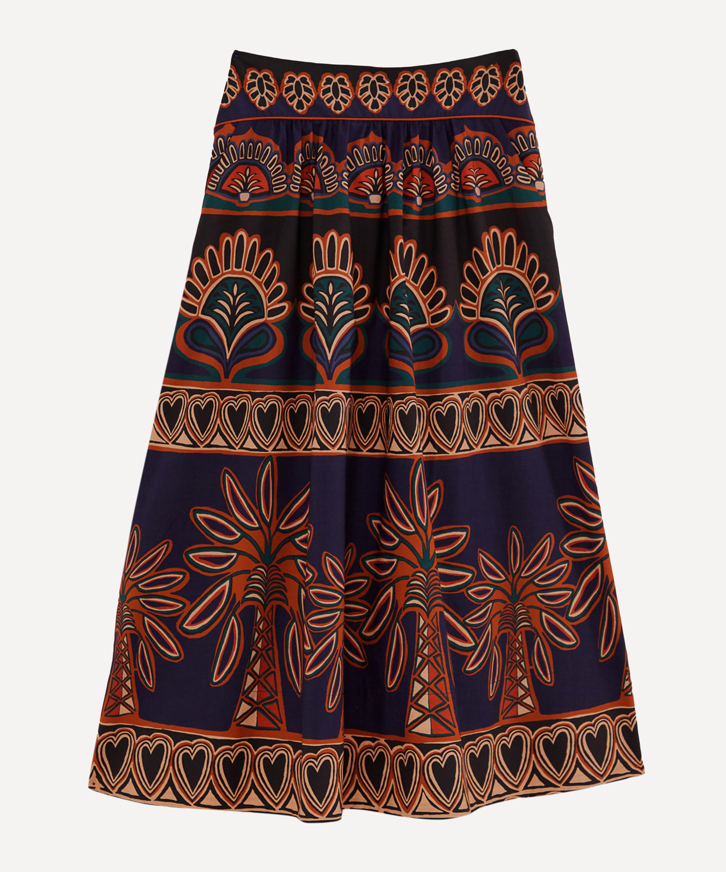 FARM Rio Orange Ainika Tapestry Midi-Skirt