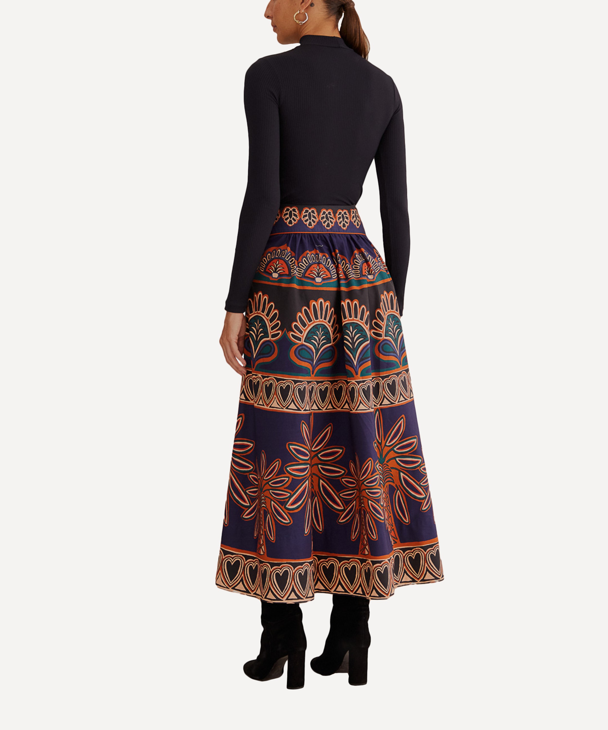 FARM Rio - Orange Ainika Tapestry Midi-Skirt image number 2