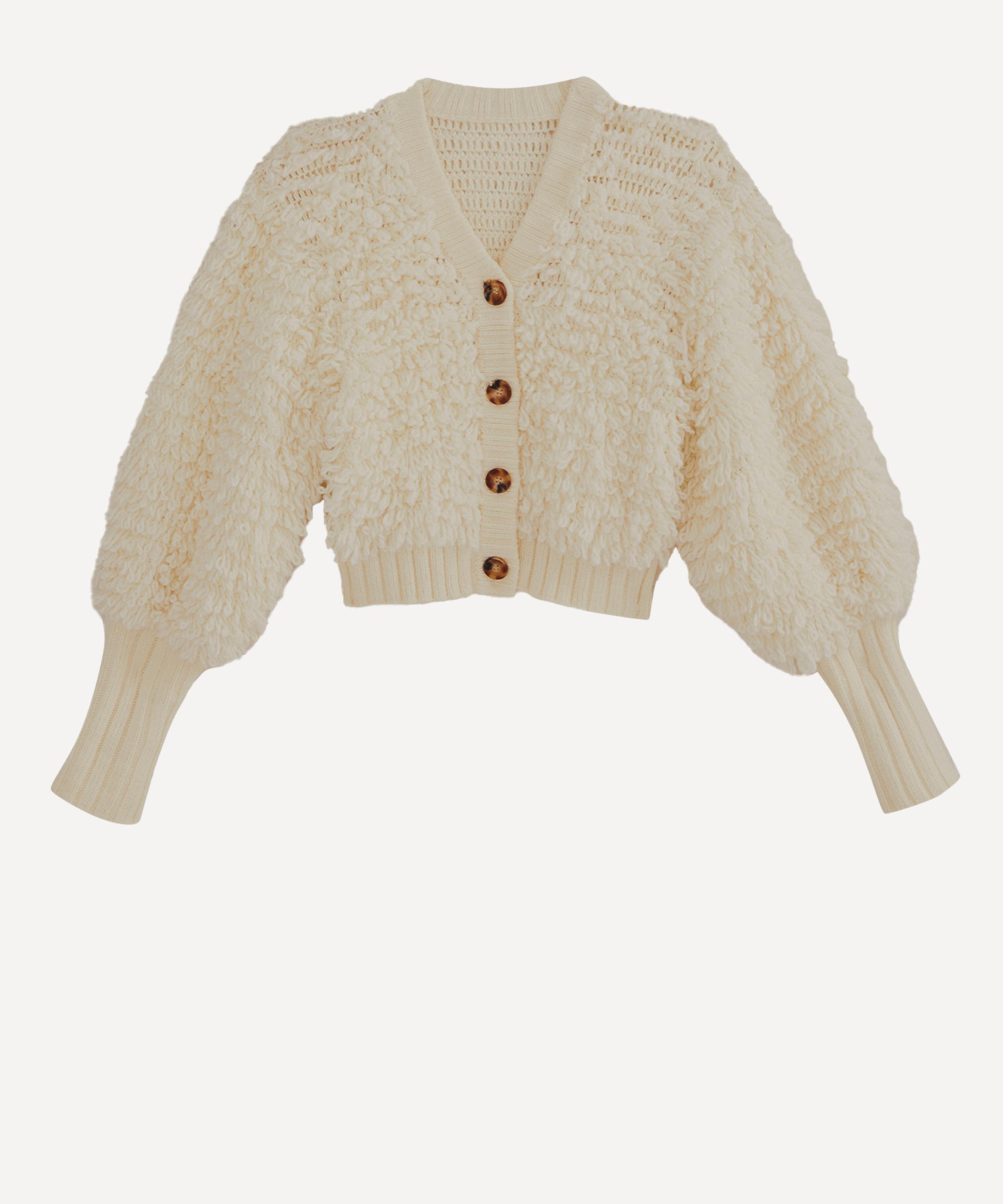 FARM Rio - Off-White Textured V-Neck Cardigan image number 0