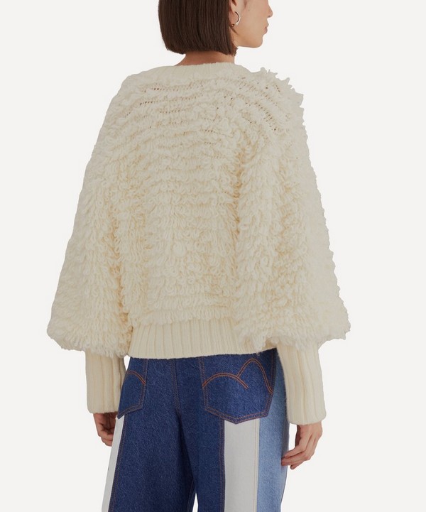FARM Rio - Off-White Textured V-Neck Cardigan image number null