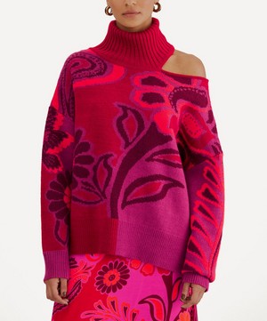 FARM Rio - Bold Pink Floral Knit Jumper image number 1