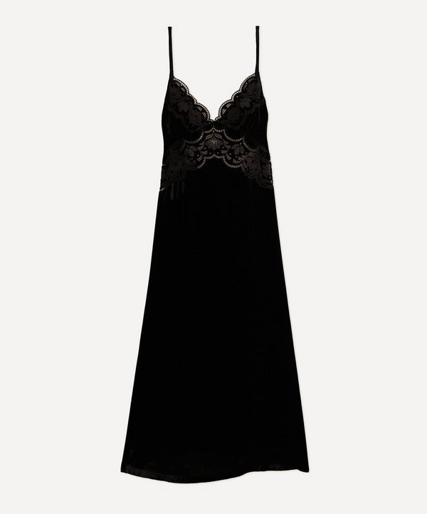 FARM Rio - Black Richelieu Velvet Slip Dress image number null