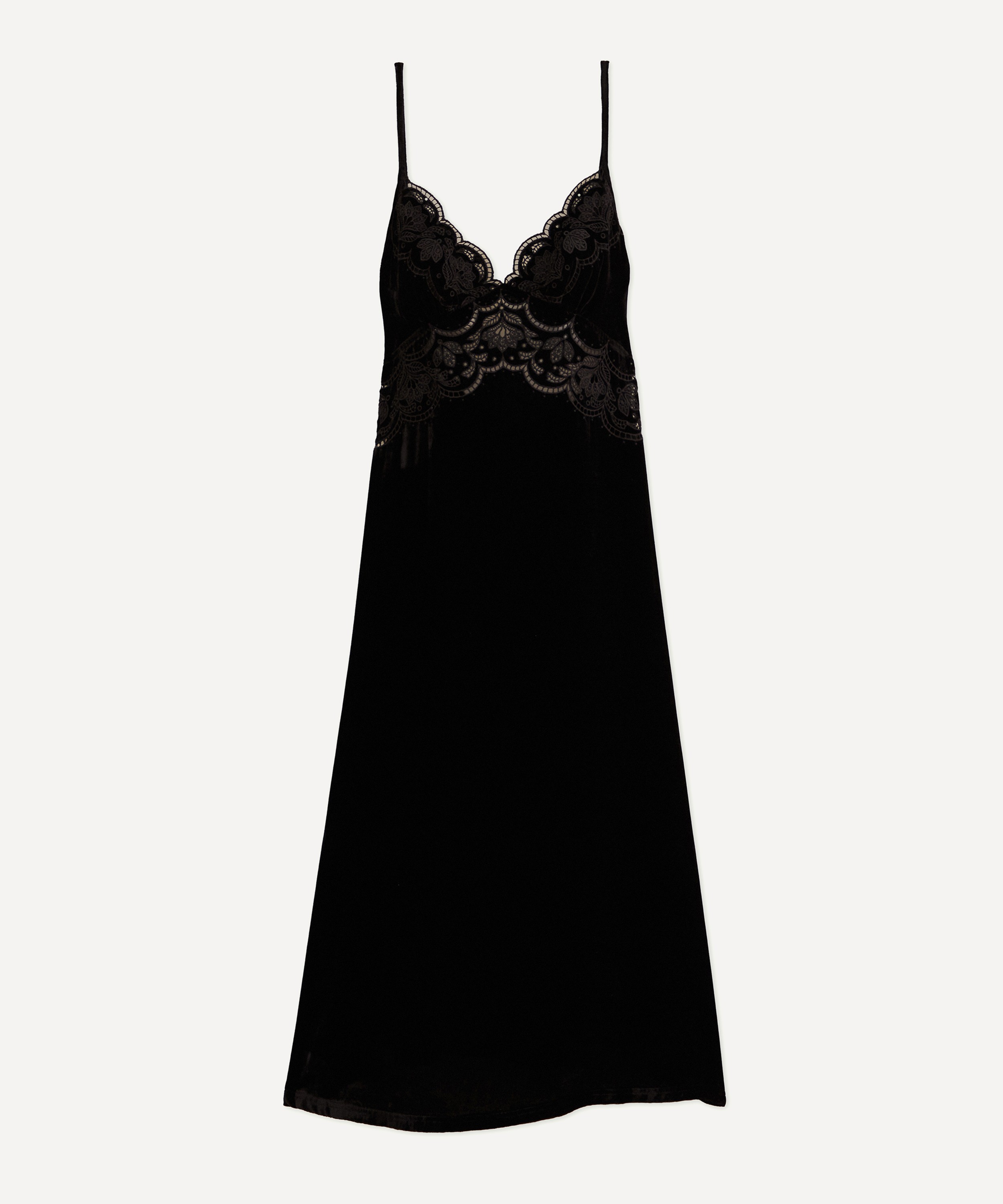 FARM Rio - Black Richelieu Velvet Slip Dress