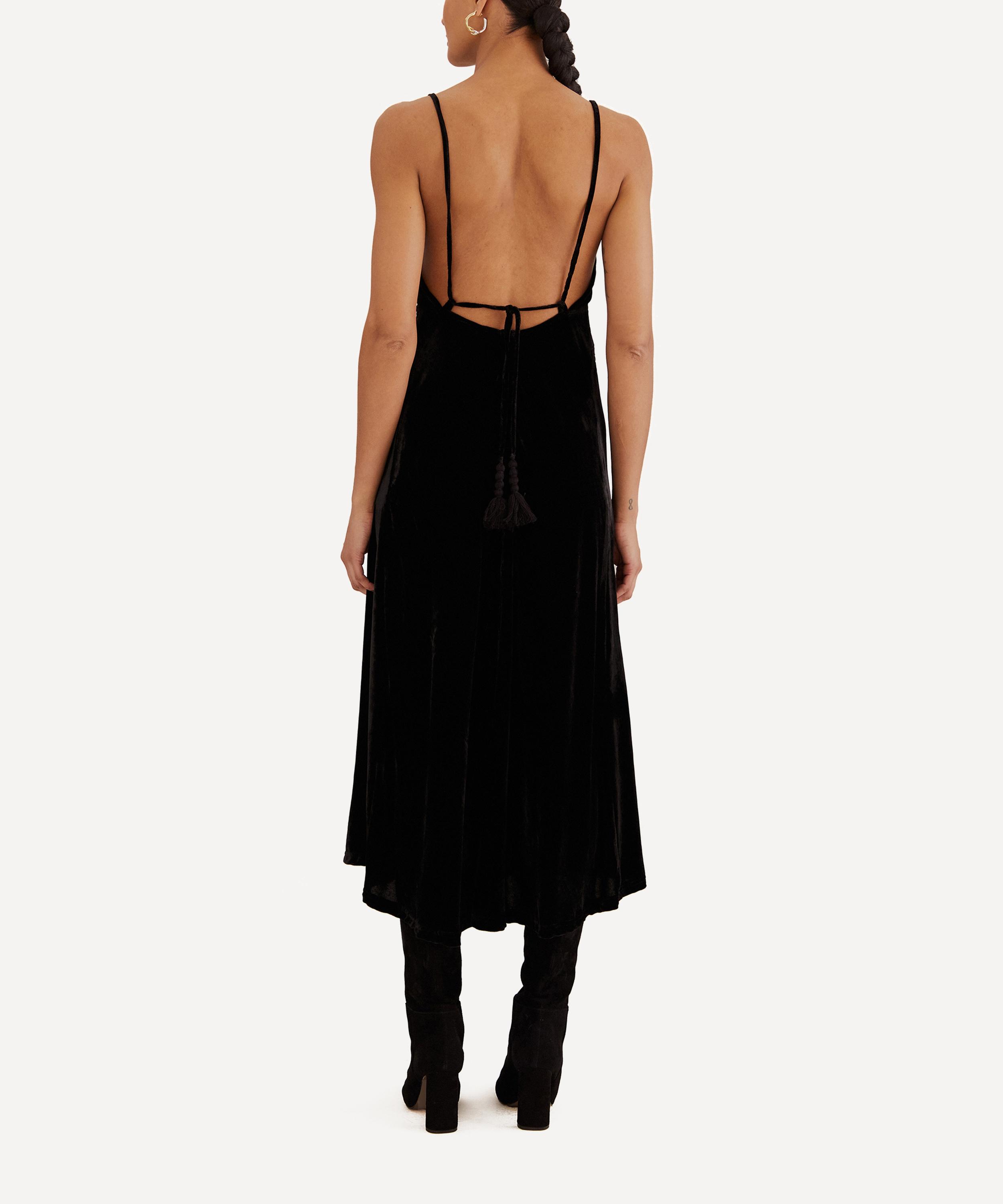 FARM Rio Black Richelieu Velvet Slip Dress Liberty