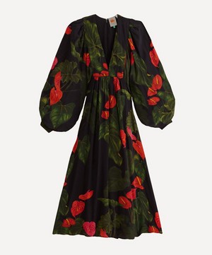 FARM Rio - Black Anthurium V-Neck Maxi-Dress image number 0