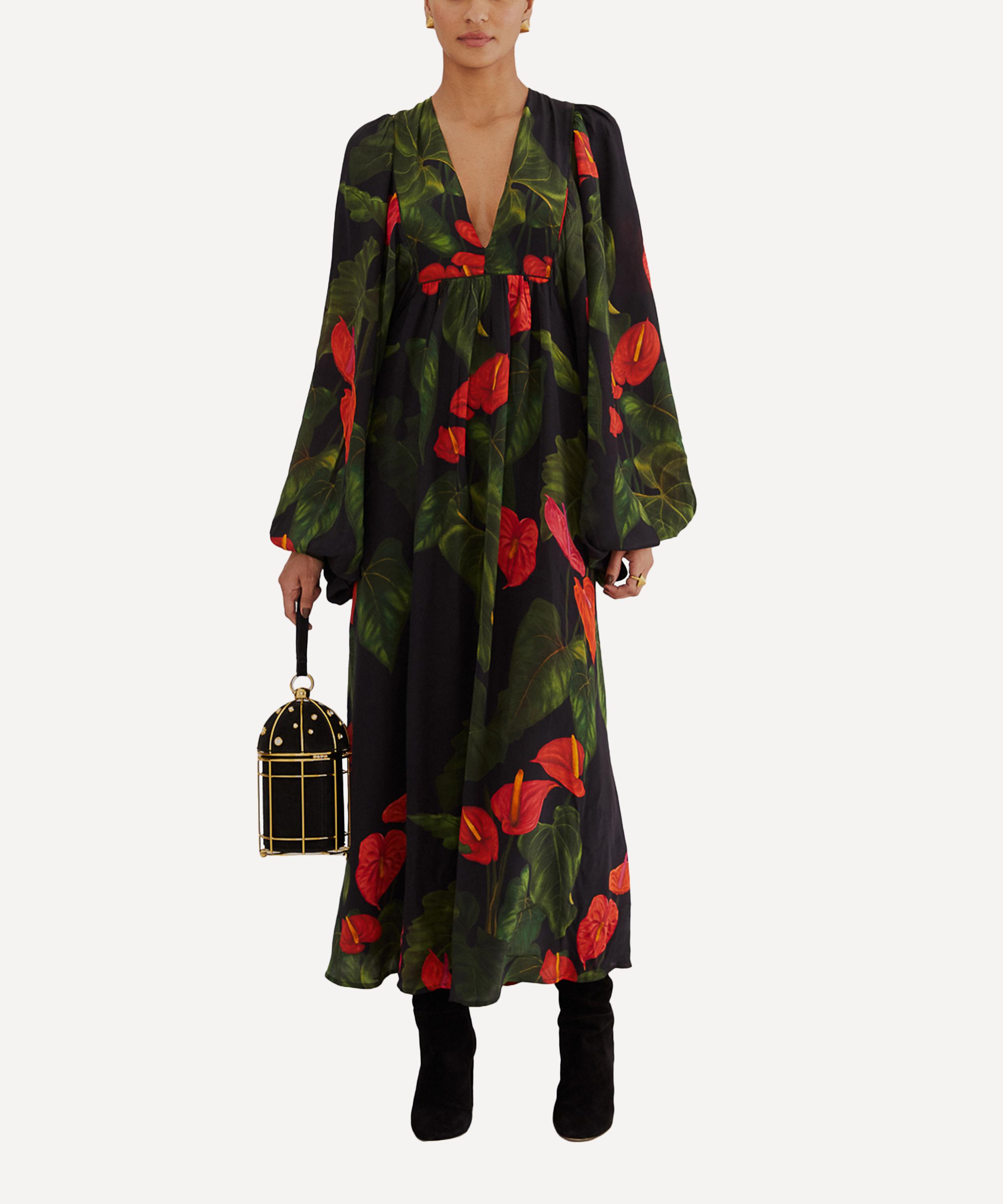 FARM Rio - Black Anthurium V-Neck Maxi-Dress image number 1