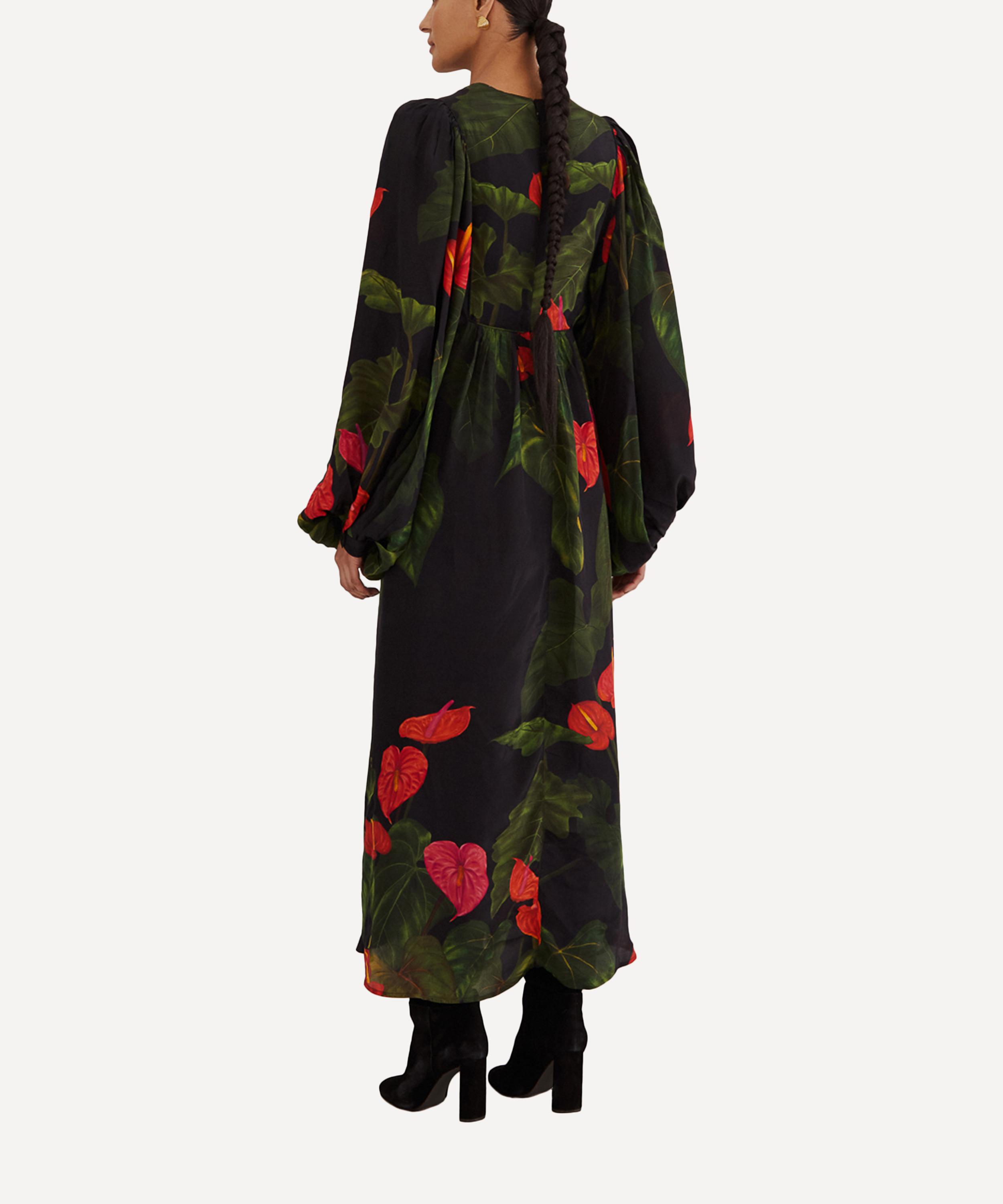 FARM Rio - Black Anthurium V-Neck Maxi-Dress image number 2