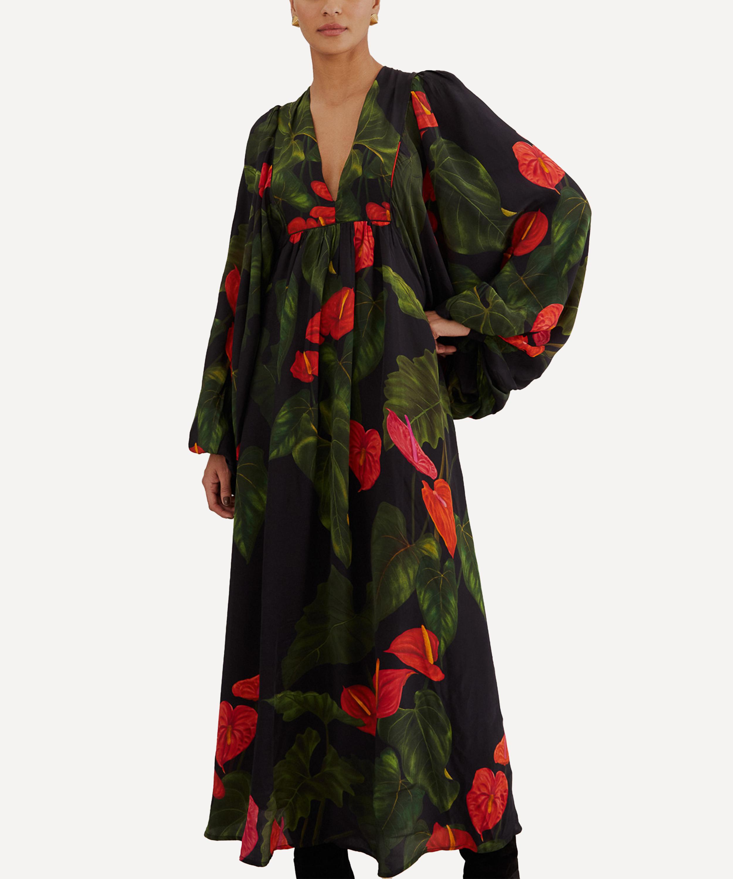 FARM Rio - Black Anthurium V-Neck Maxi-Dress image number 3