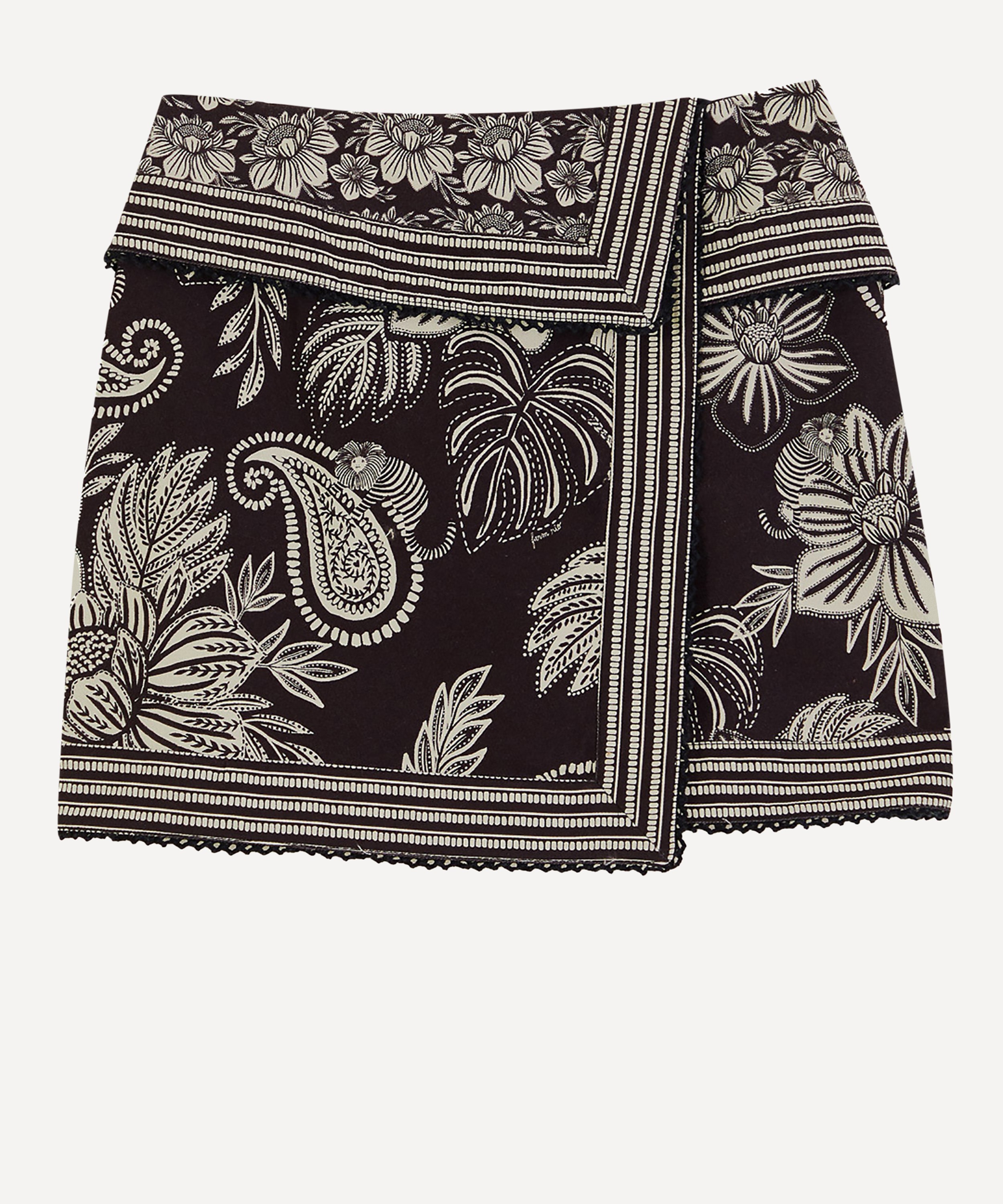 FARM Rio - Black Paisley Bloom Mini-Skirt image number 0