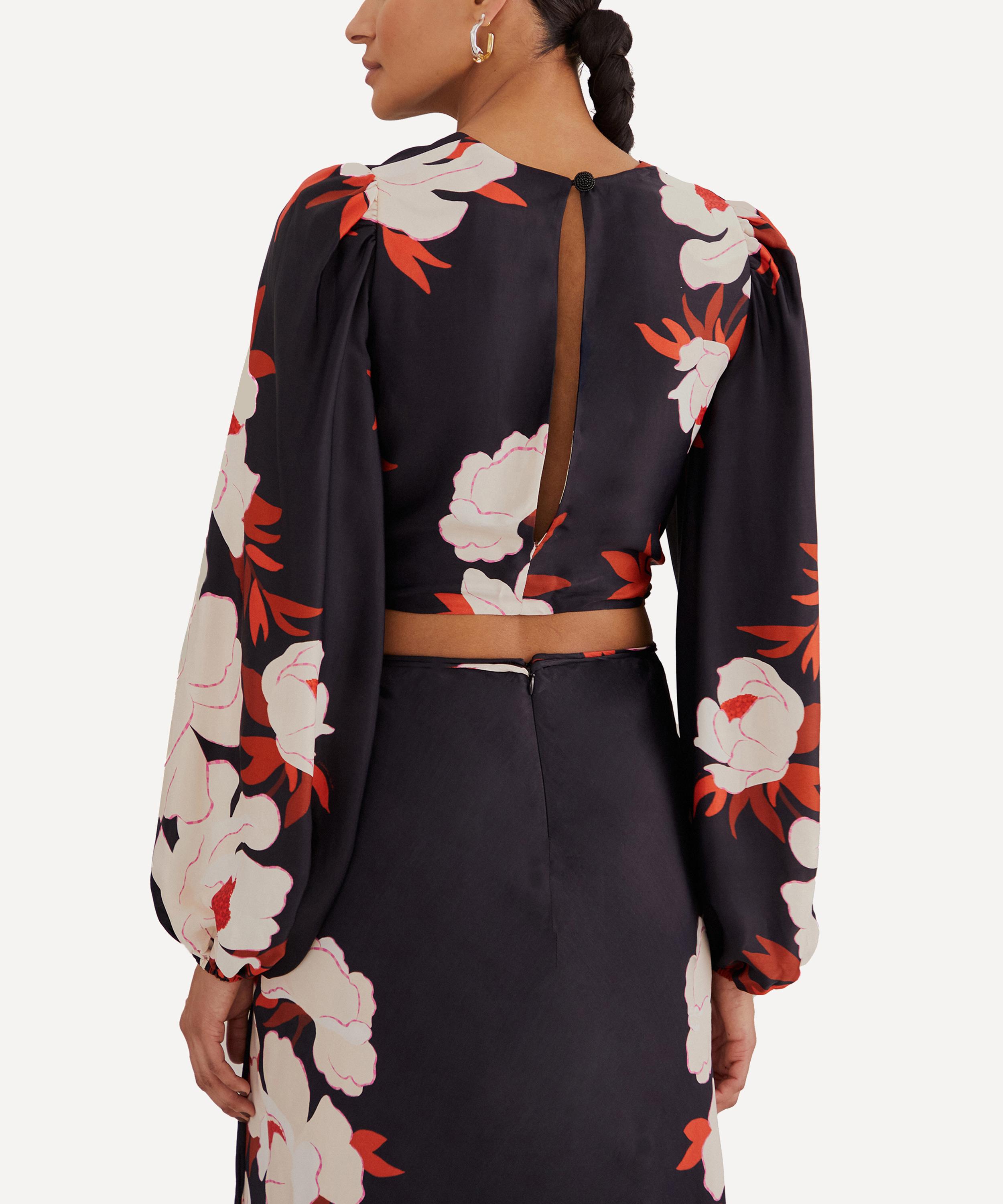 FARM Rio Black Peony Long-Sleeve Blouse | Liberty