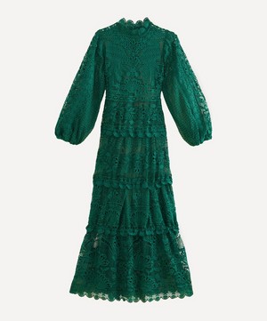 FARM Rio - Dark Green Guipure Maxi-Dress image number 0