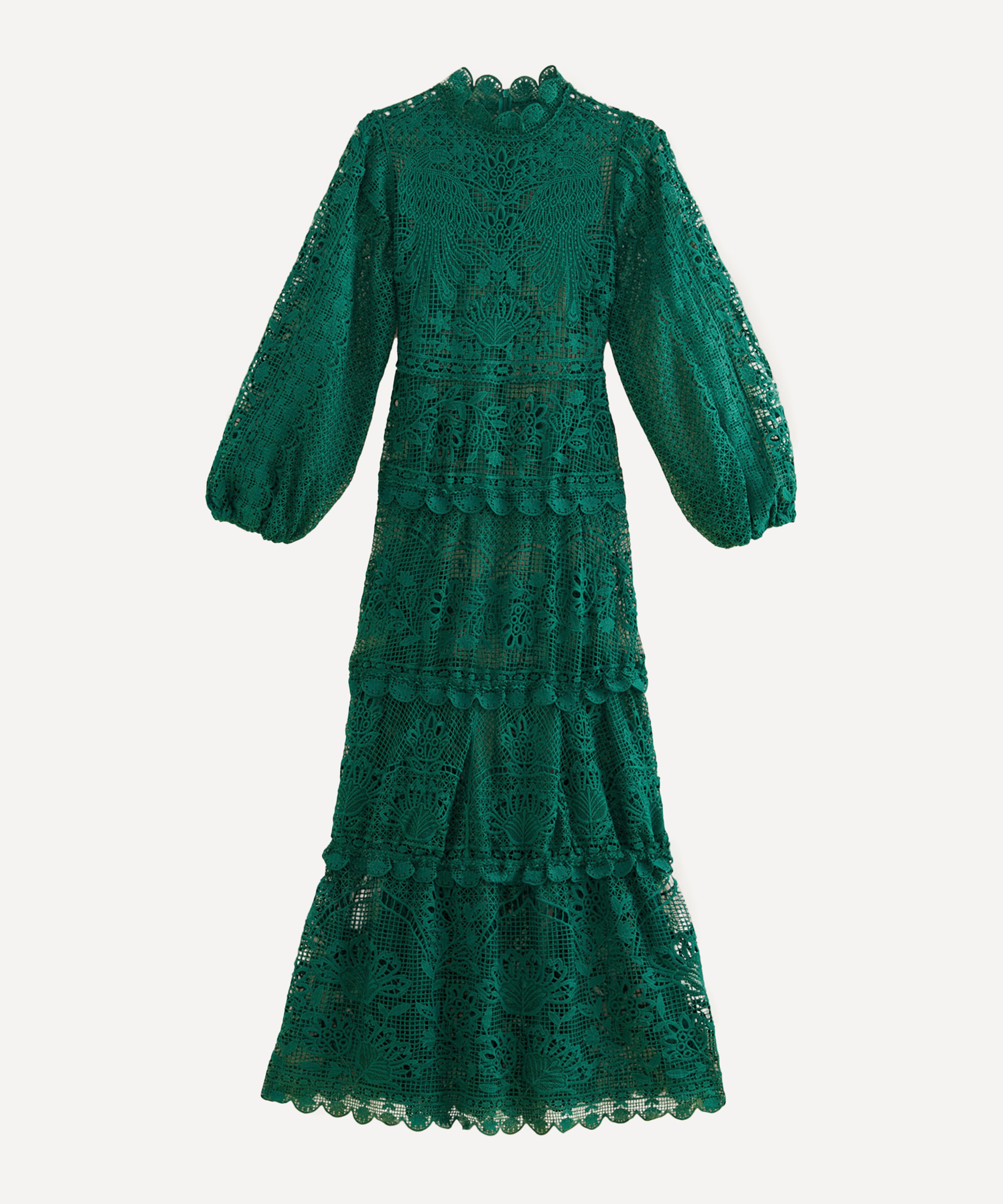 FARM Rio - Dark Green Guipure Maxi-Dress
