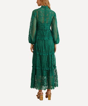 FARM Rio - Dark Green Guipure Maxi-Dress image number 2