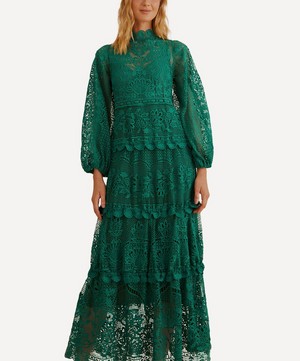 FARM Rio - Dark Green Guipure Maxi-Dress image number 3